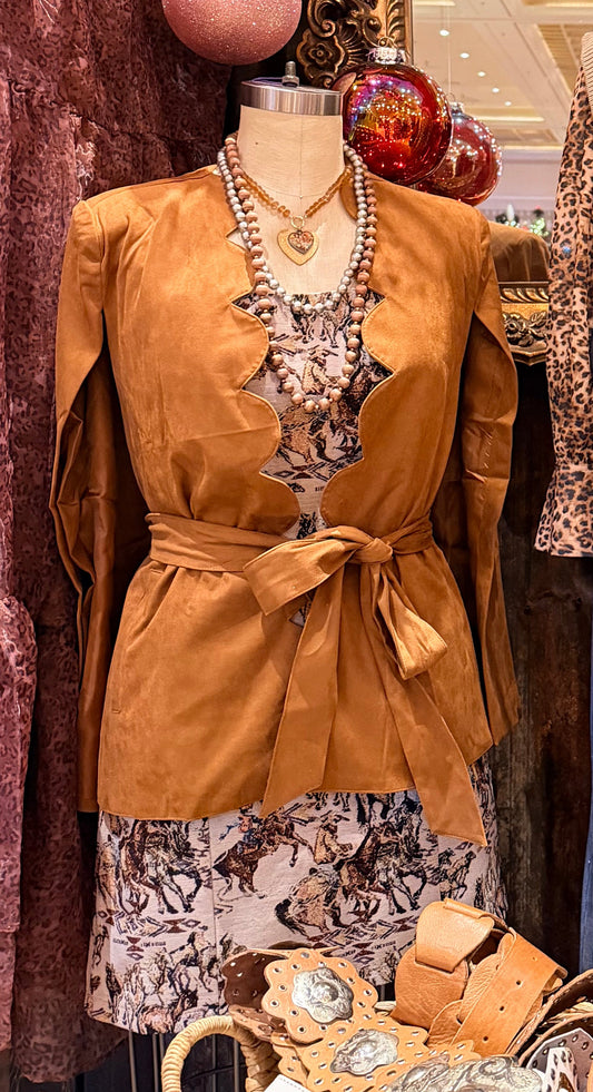 Camel Faux Suede Cape