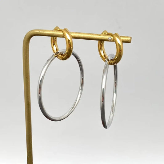 Two Tone Ring Charm 18K Earring