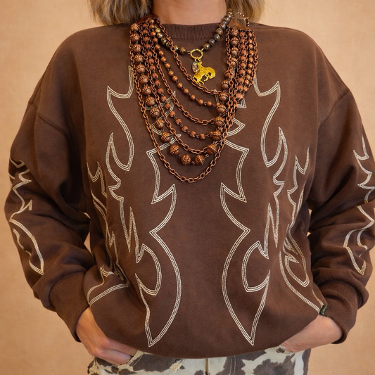 Chocolate Boot Stitch Crewneck