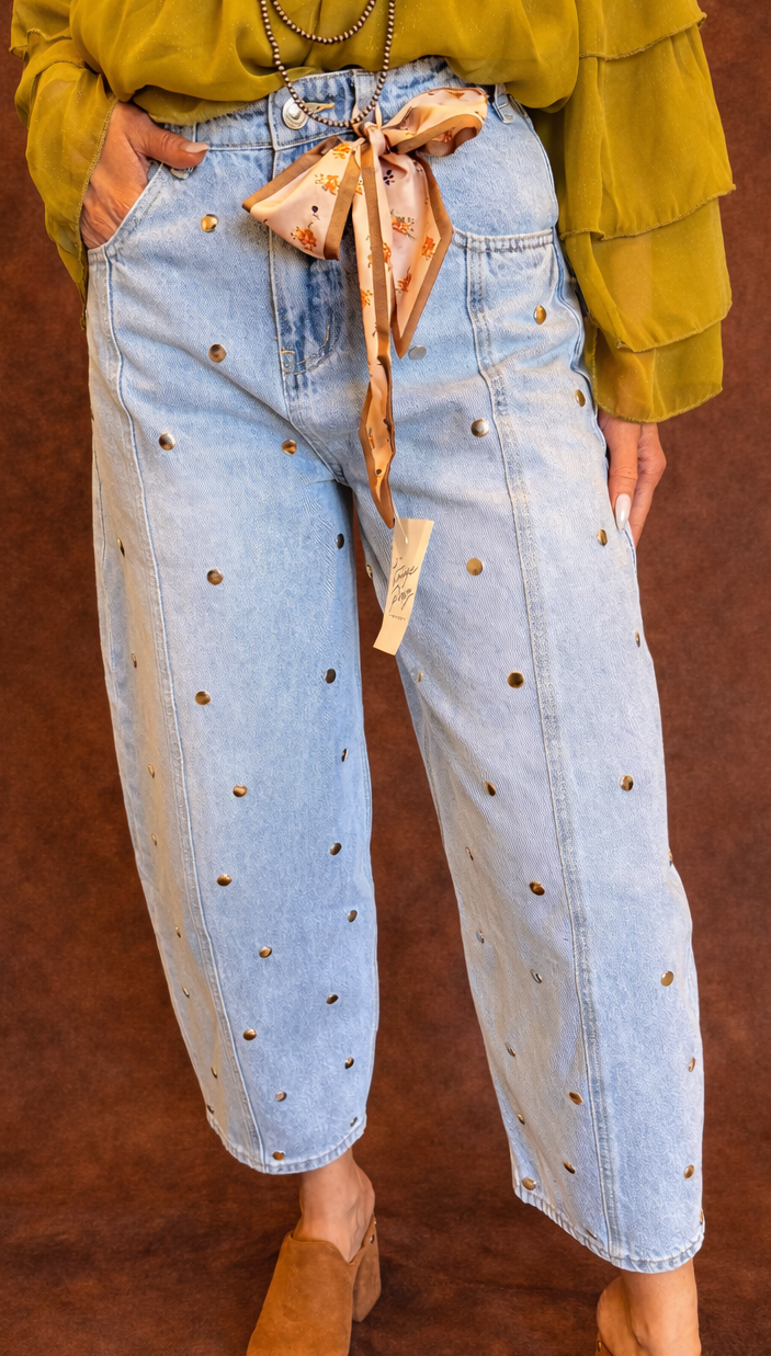 Studded Barrel Jean