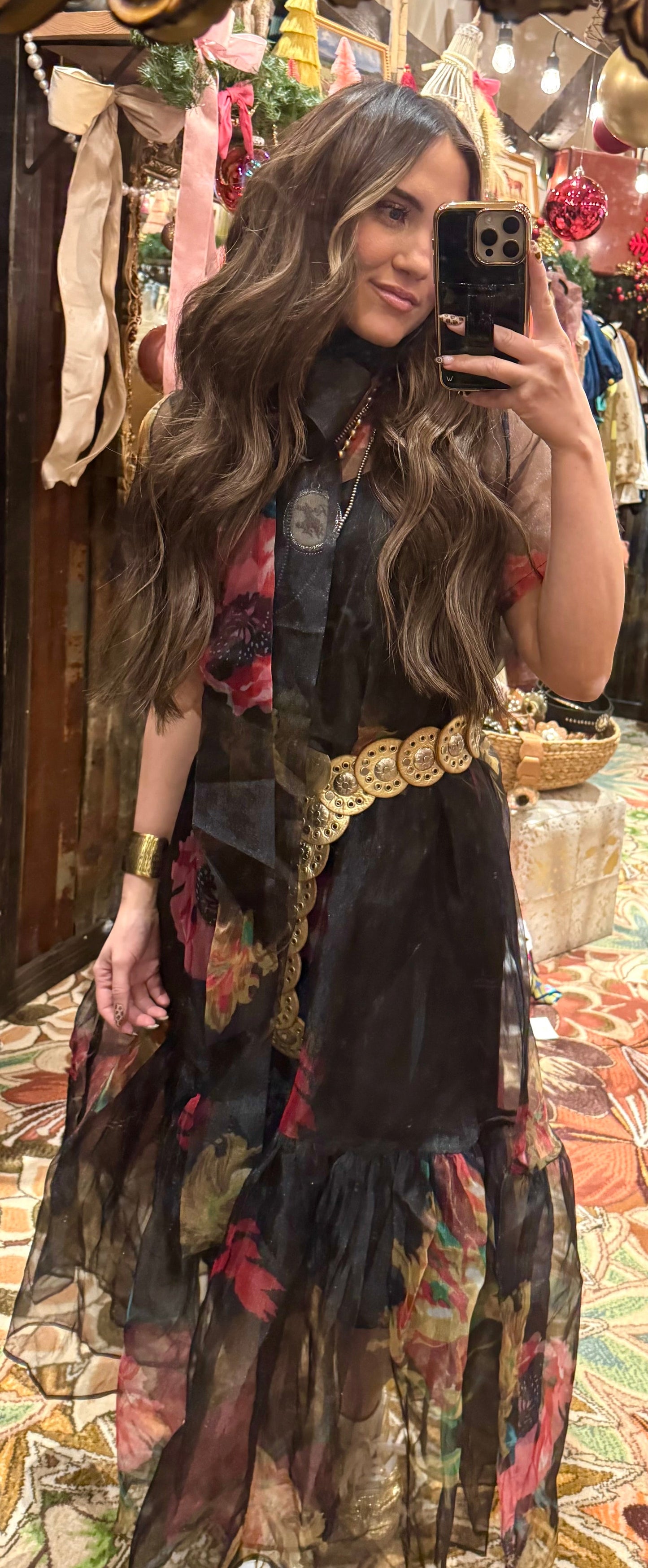 Sheer Vintage Floral Dress