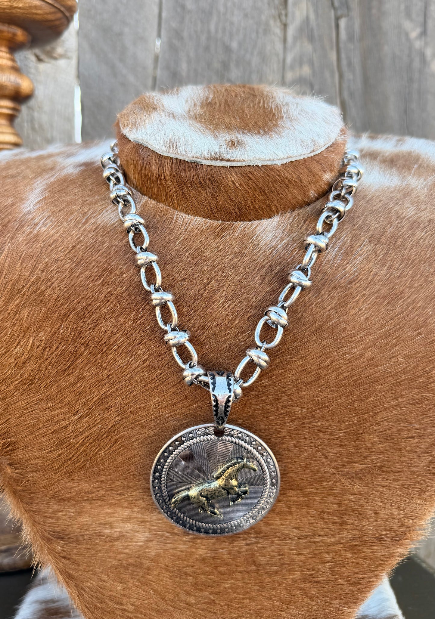 Silver Chain with Gold Horse Pendant