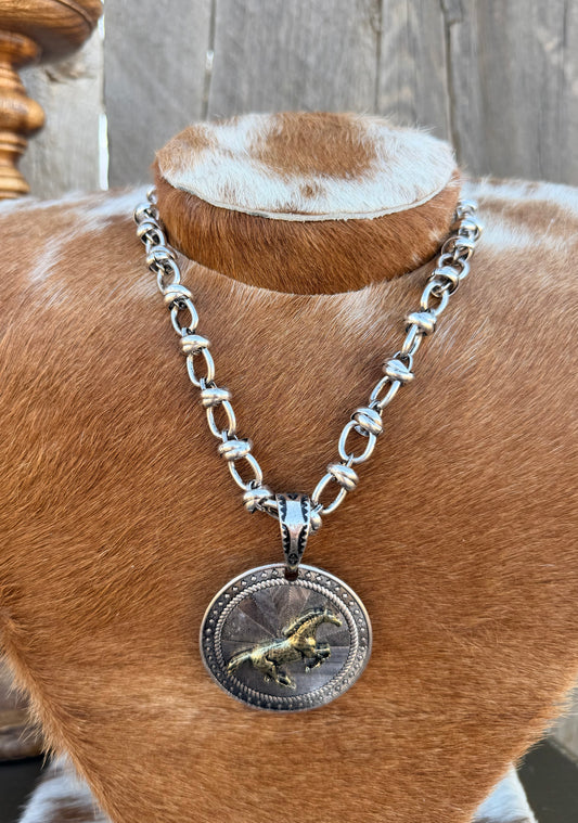Silver Chain with Gold Horse Pendant