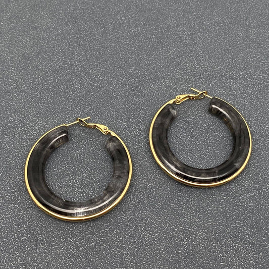 Cowboy Up Earring - Circle Resin Rod (18K Gold)