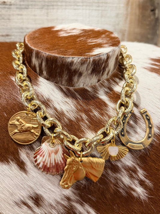 Gold Coastal Cowgirl Charm Necklace
