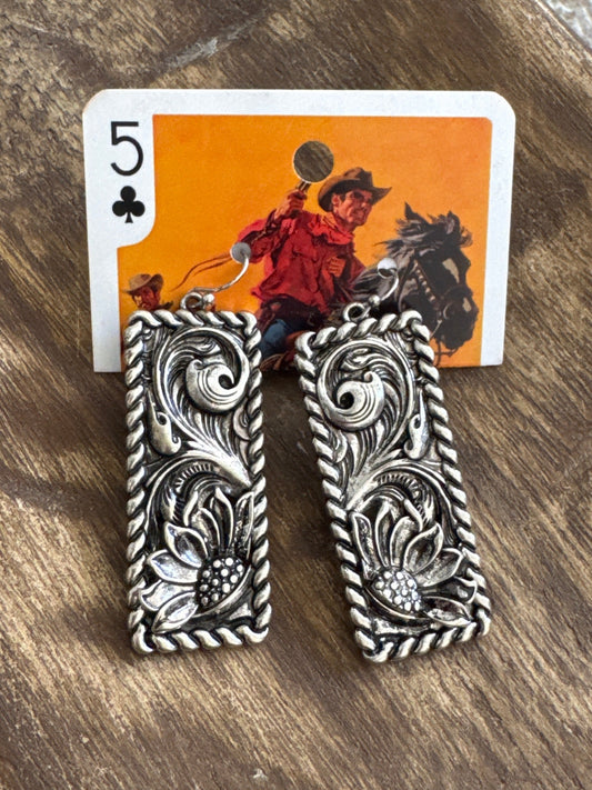 Silver Tooled Earrings