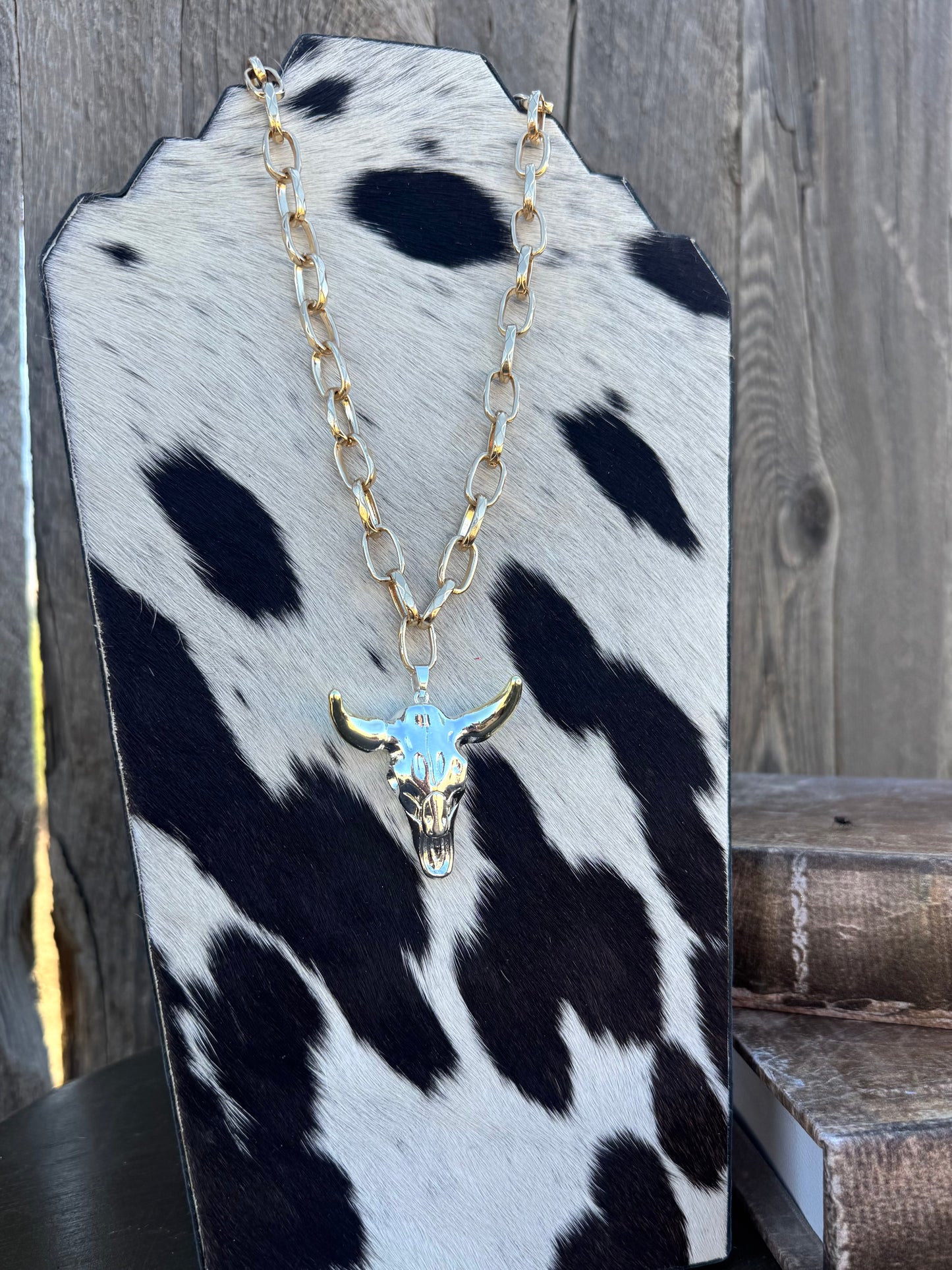 Silver Steer Head Necklace