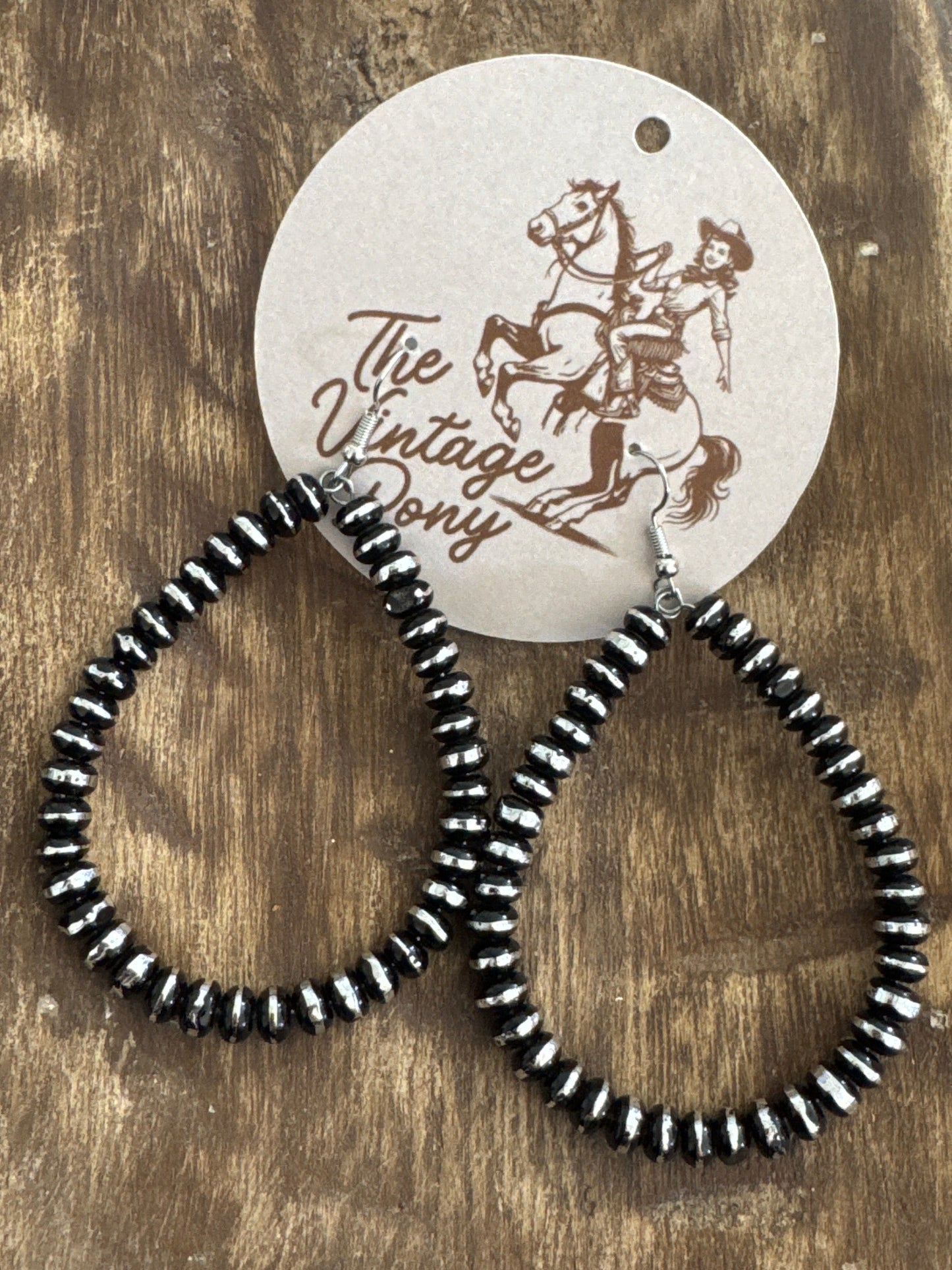 Burnished SIlver Dangle Hoop