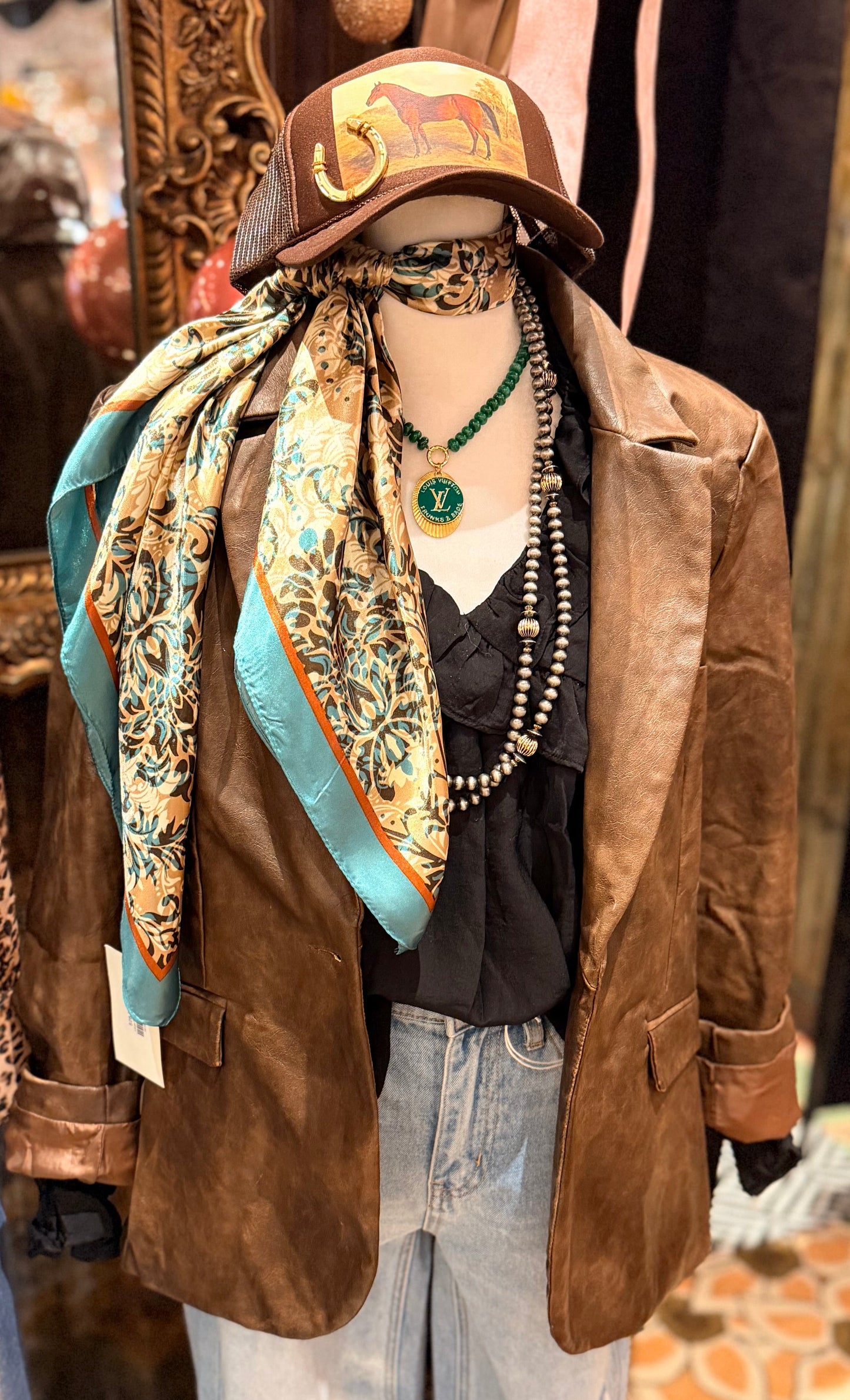 Brown Faux Leather Blazer