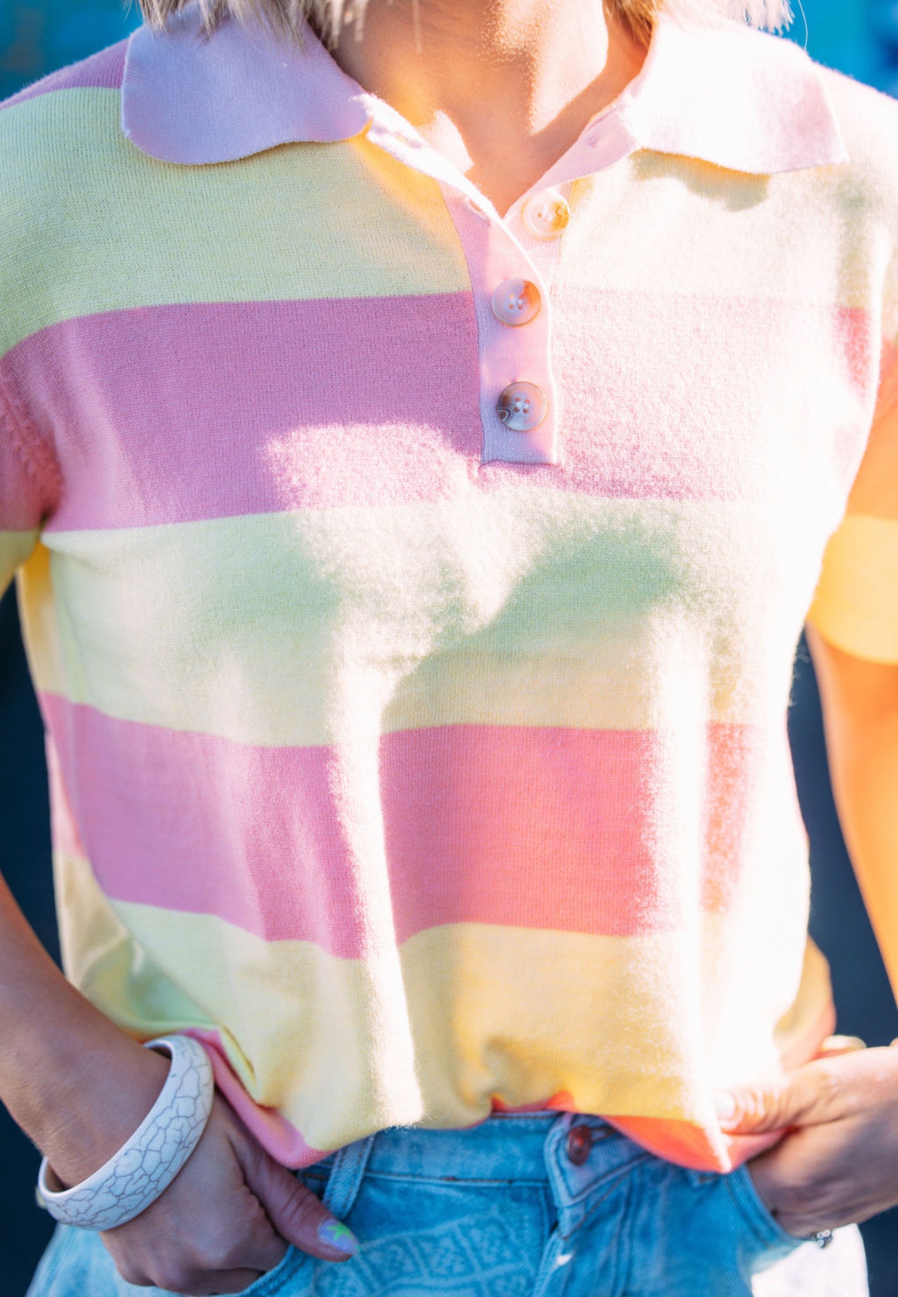 Peach/Yellow Striped Top