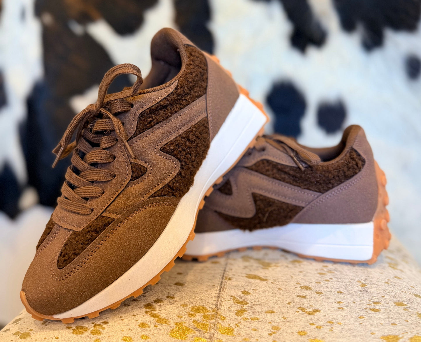 Brown Sherpa & Suede Sneaker