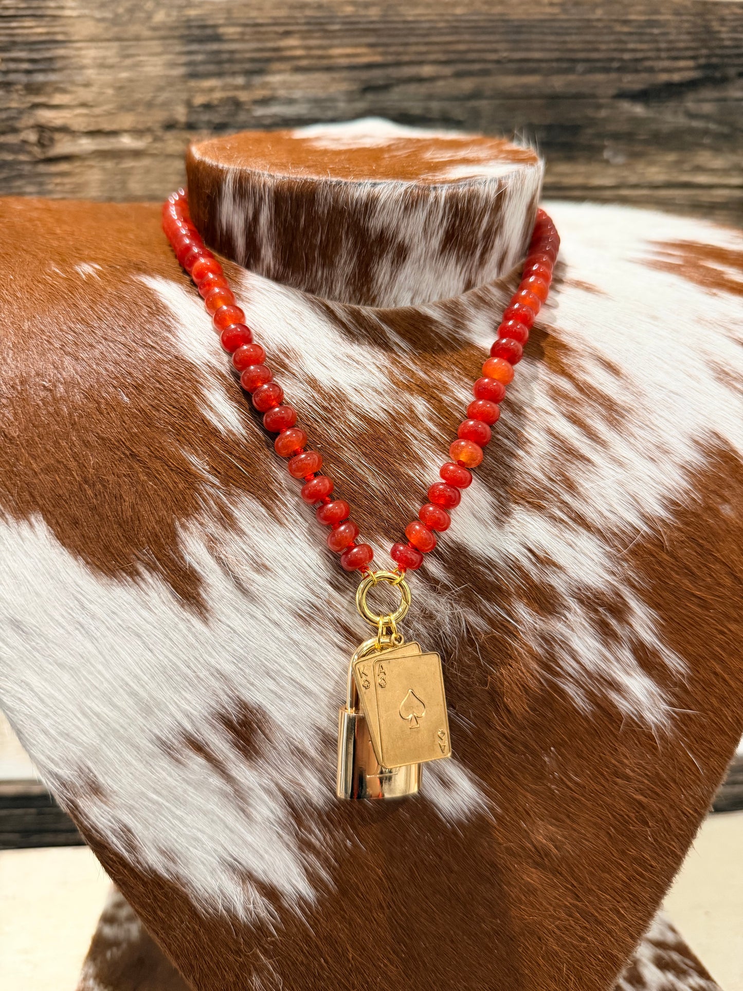 Red Designer - Glass Bead Charm Necklace