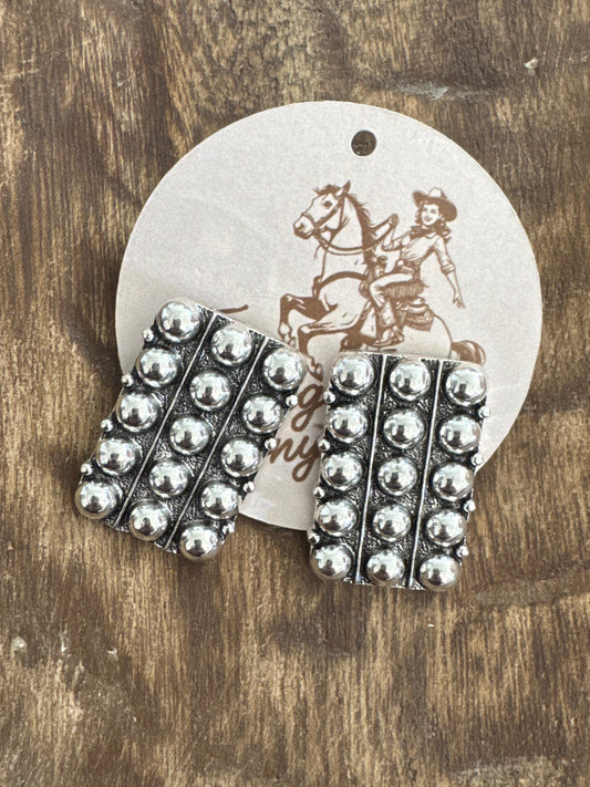 Silver Square Bubble Earring