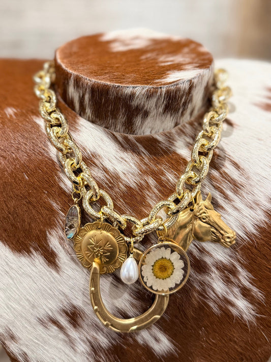 Gold Chunky Charm Necklace