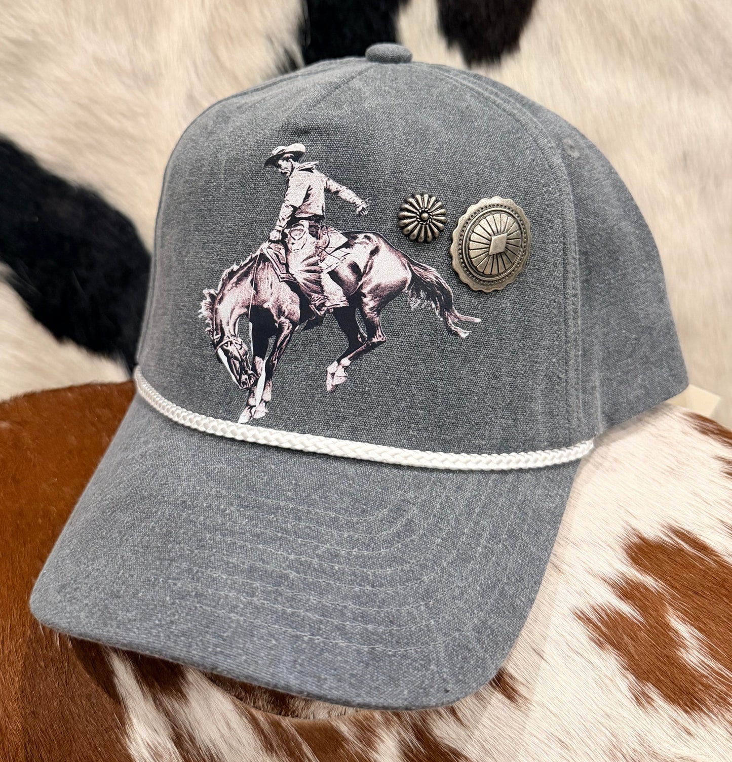 Charcoal Grey Vintage Bronc Concho Hat