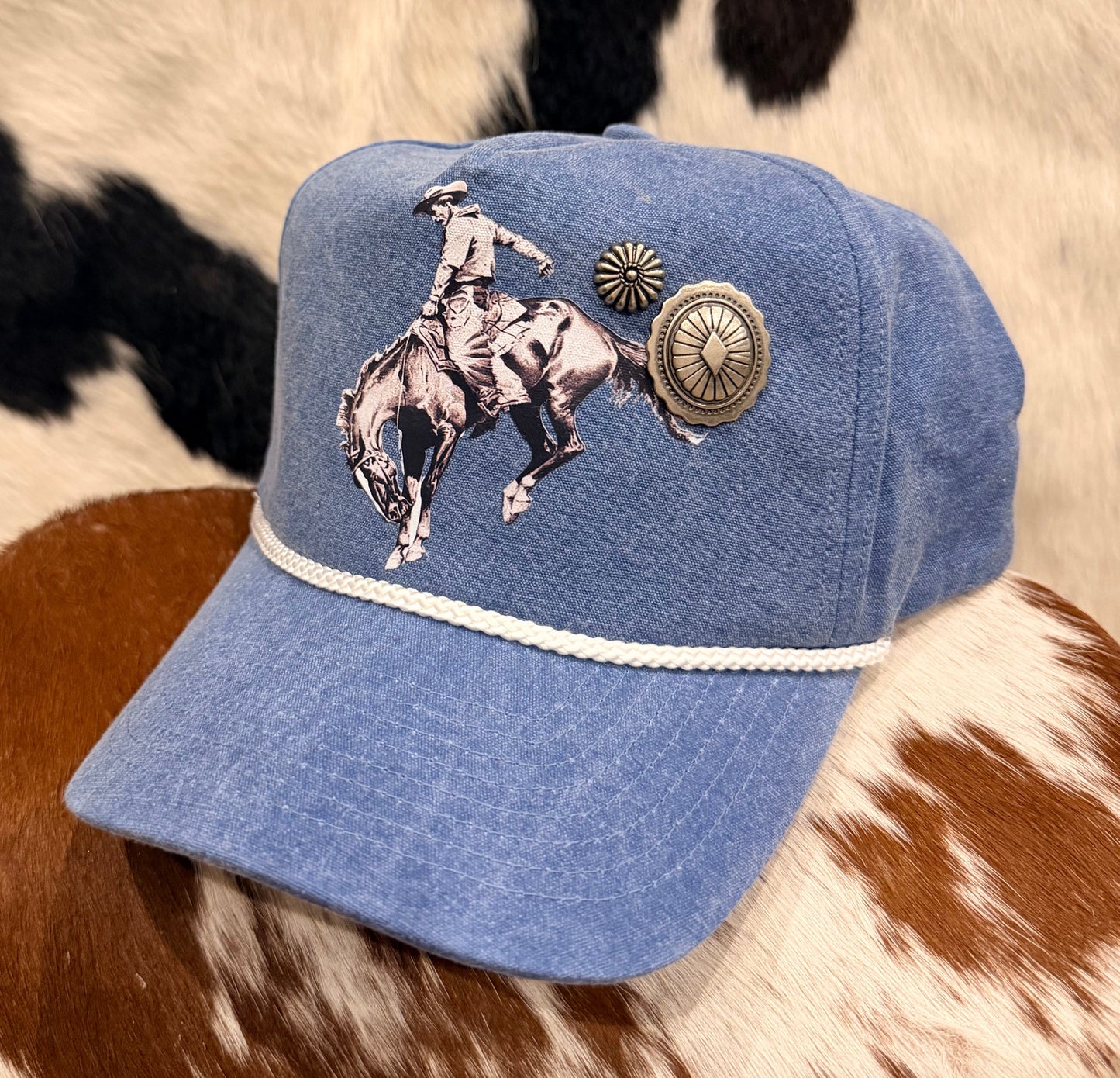 Denim Blue Vintage Bronc Concho Hat