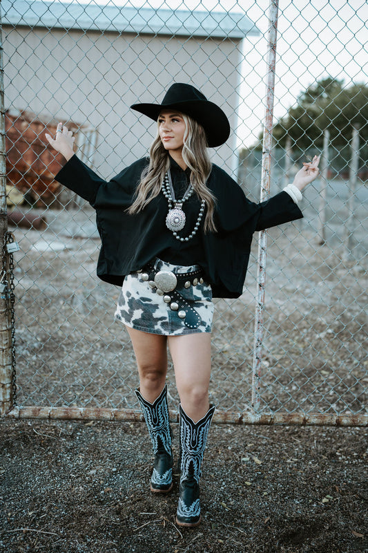 Black Flare Sleeve Top