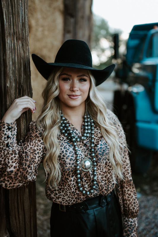 Leopard Button Up Top