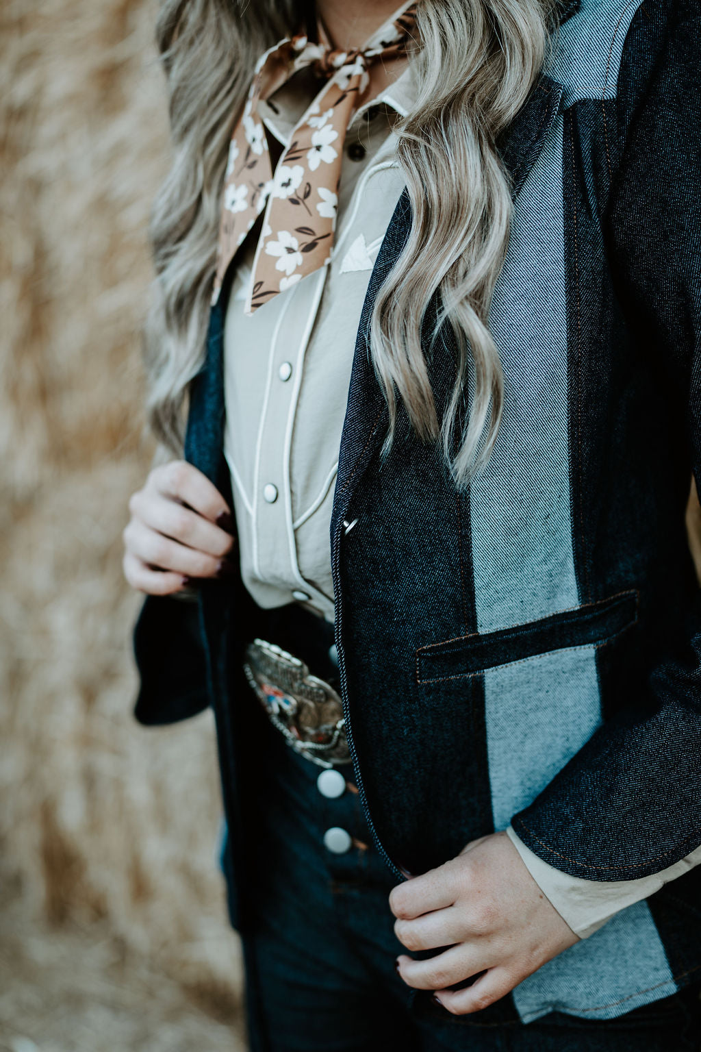 Two Tone Denim Blazer