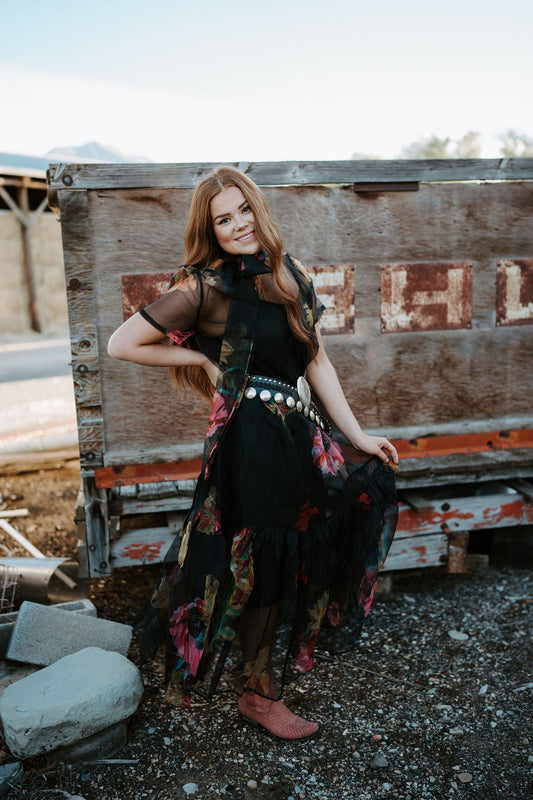 Sheer Vintage Floral Dress