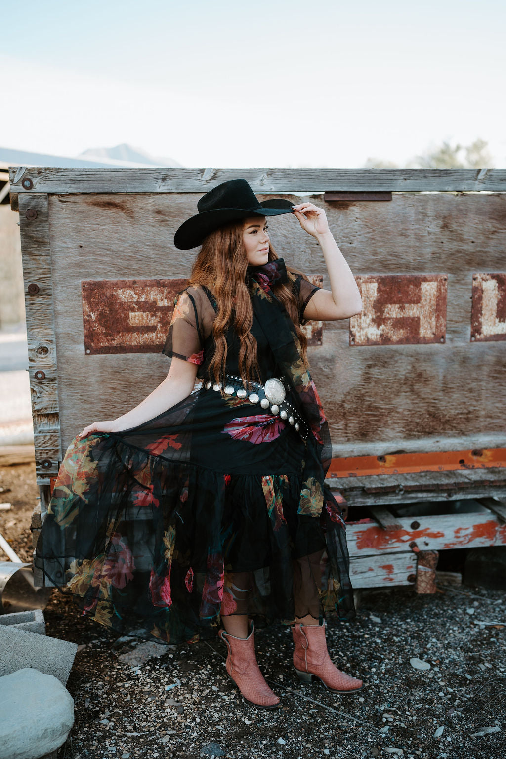 Sheer Vintage Floral Dress