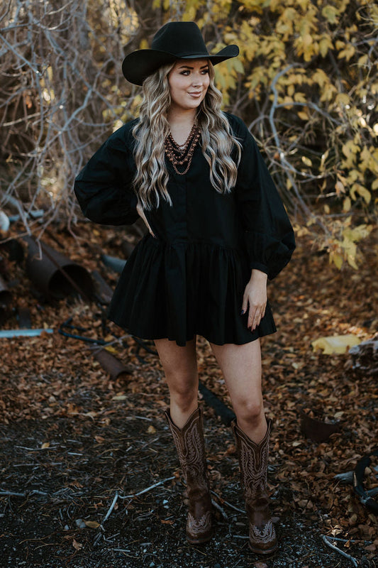 Black Button Bubble Dress