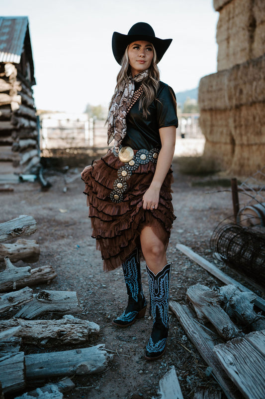 Brown Ruffle Skirt