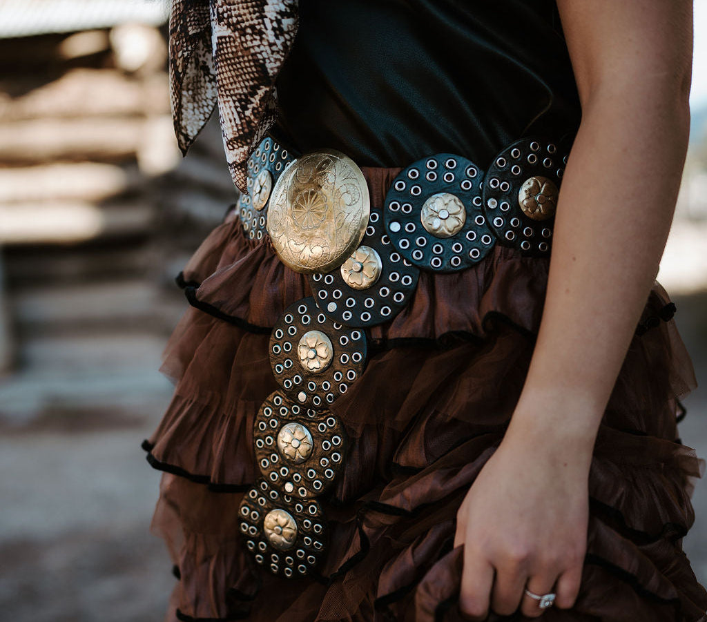 Black And Gold Concho Belt