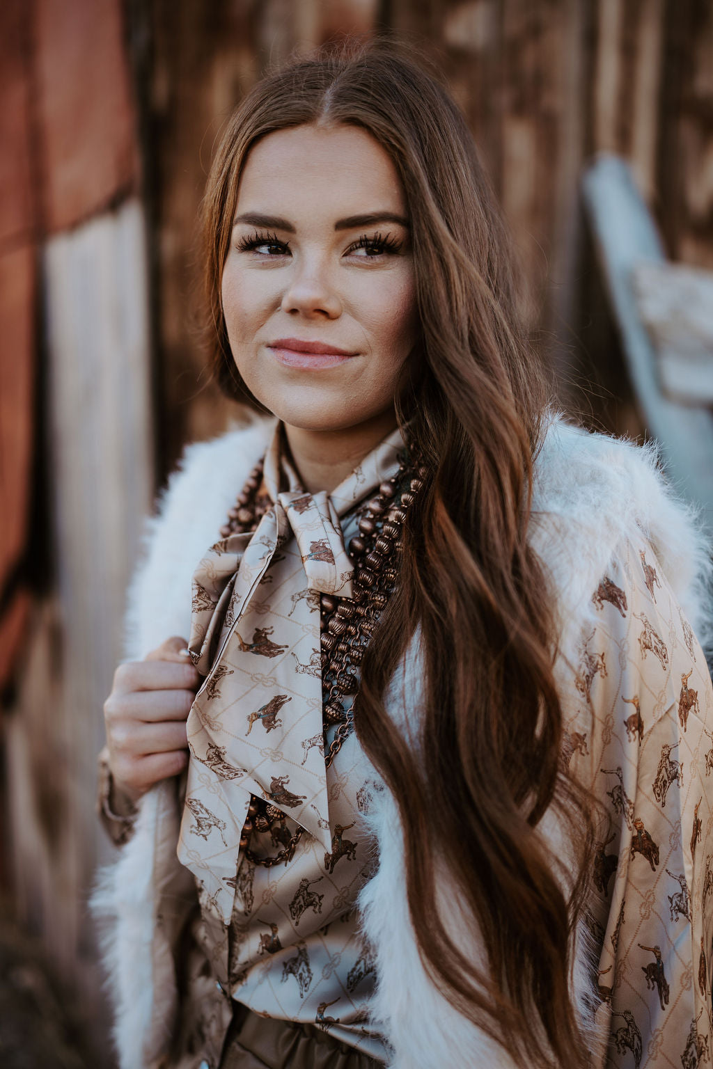 Satin Rodeo Print Top