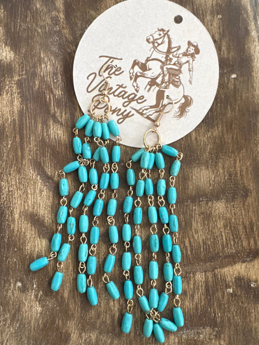 Turquoise Beaded Dangle Earring