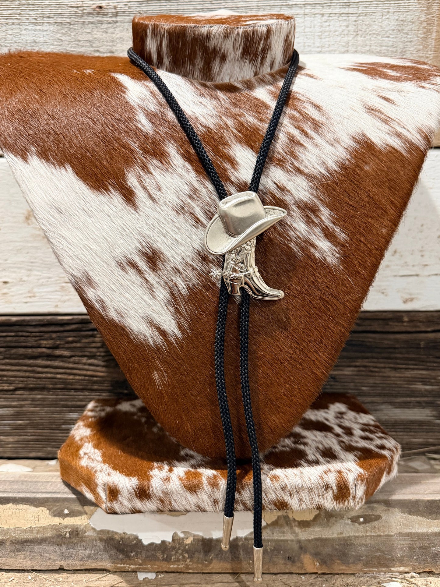 Cowboy Hat + Boot Silver Bolo