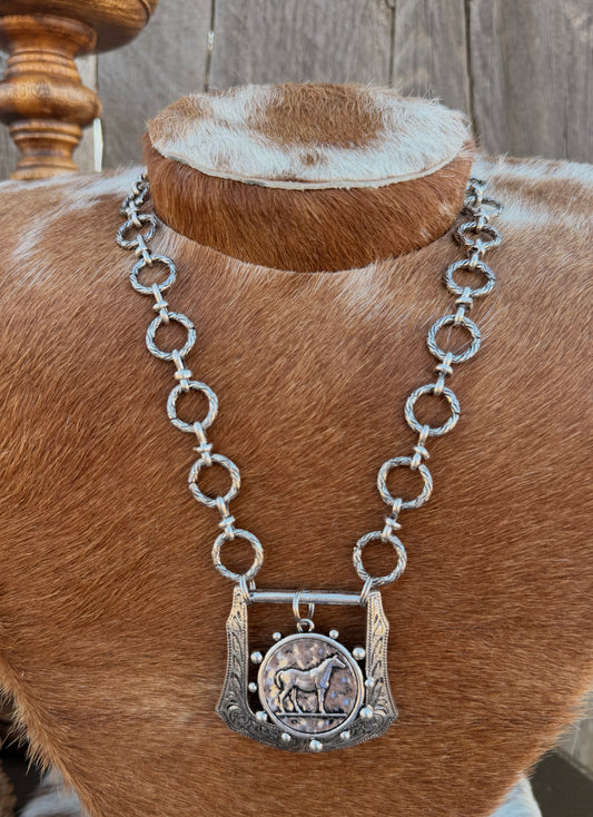 Buckle-Horse Pendant Necklace