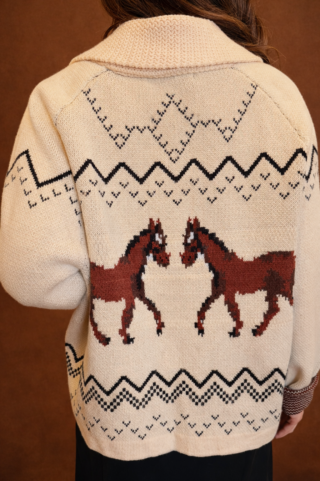 Cream Horse Sweater Cardigan