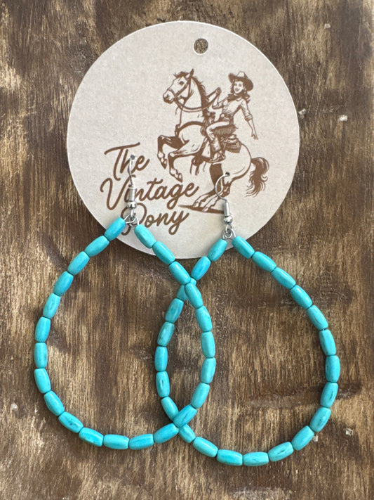 Bead Turquoise Hoop Earring