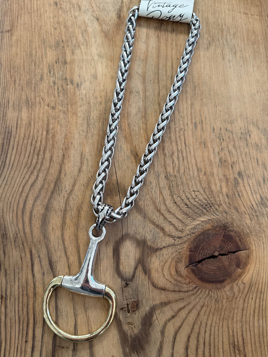 Large Silver Mixed Metal Bit Necklace