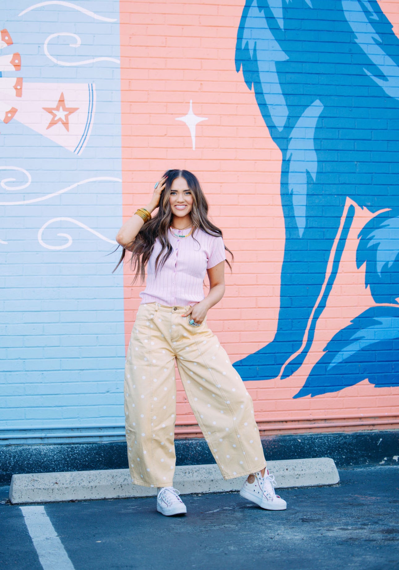 Yellow Polka Dot Barrel Jean