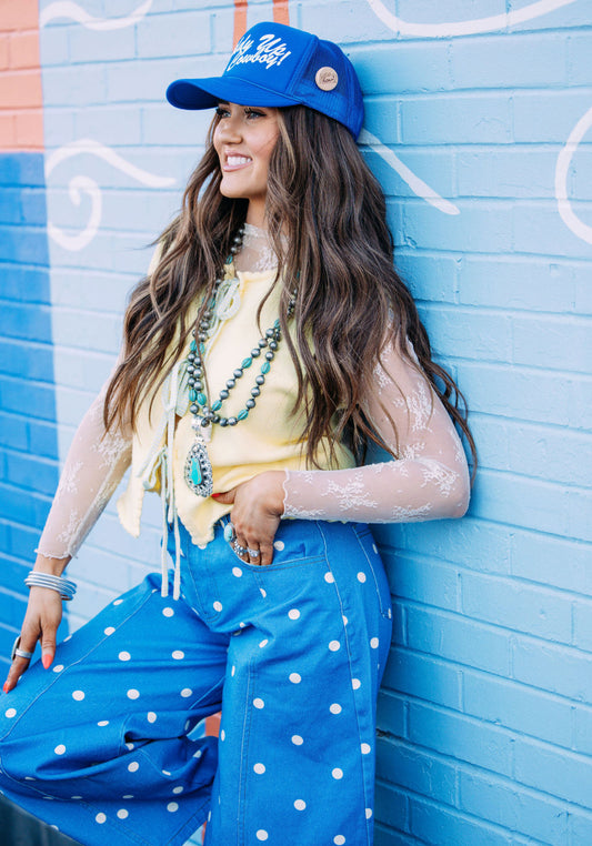 Blue Polka Dot Barrel Jean