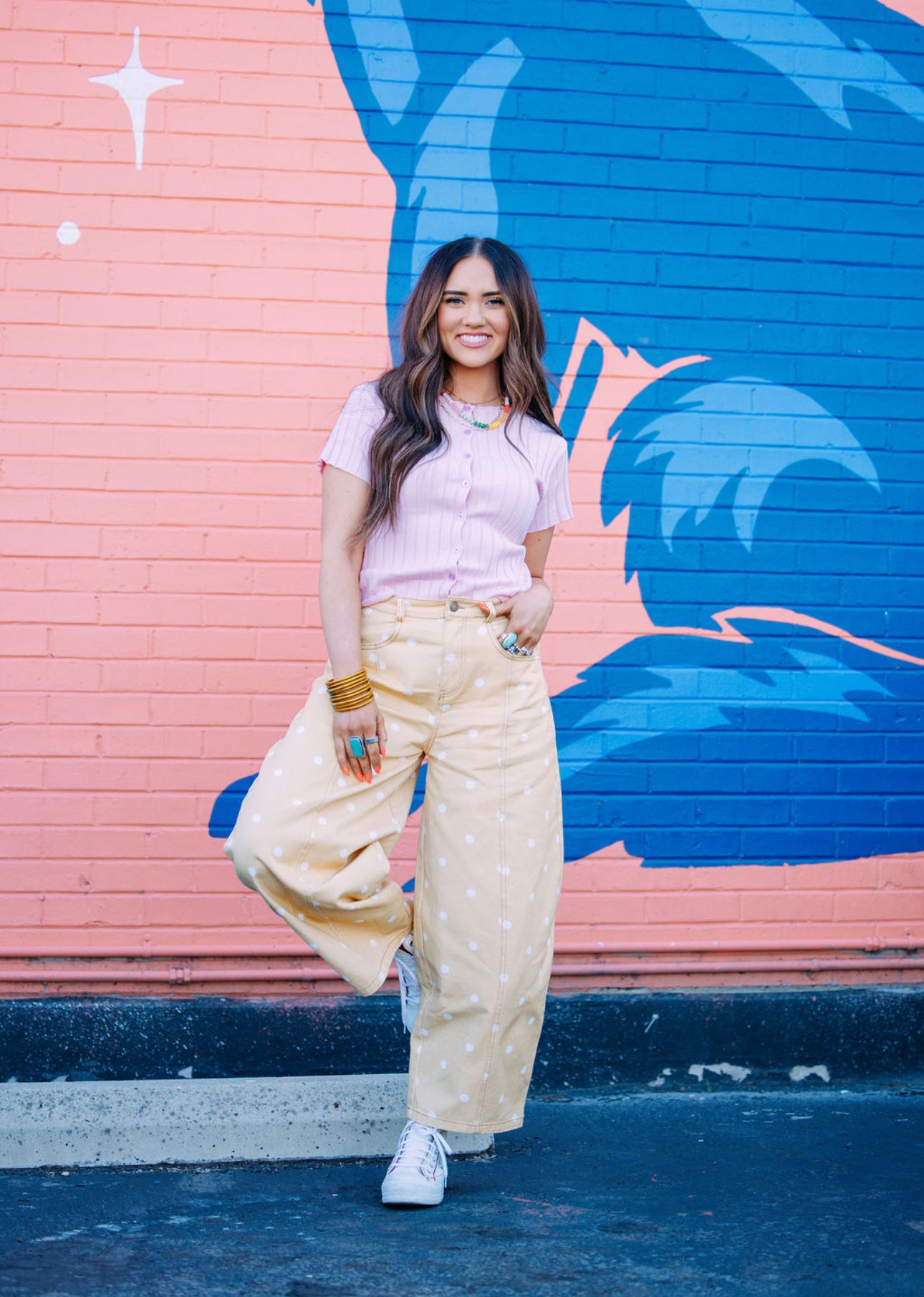 Yellow Polka Dot Barrel Jean