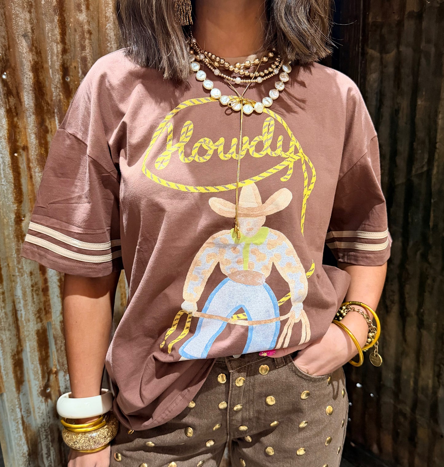 Howdy Brown Jersey Tee