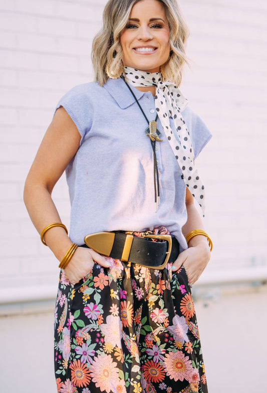 Lavender Collared Sweater Top