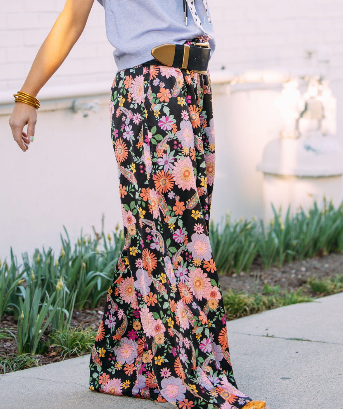 Black Floral Pant
