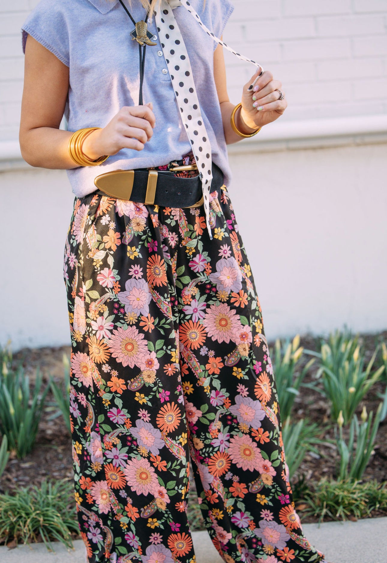 Black Floral Pant