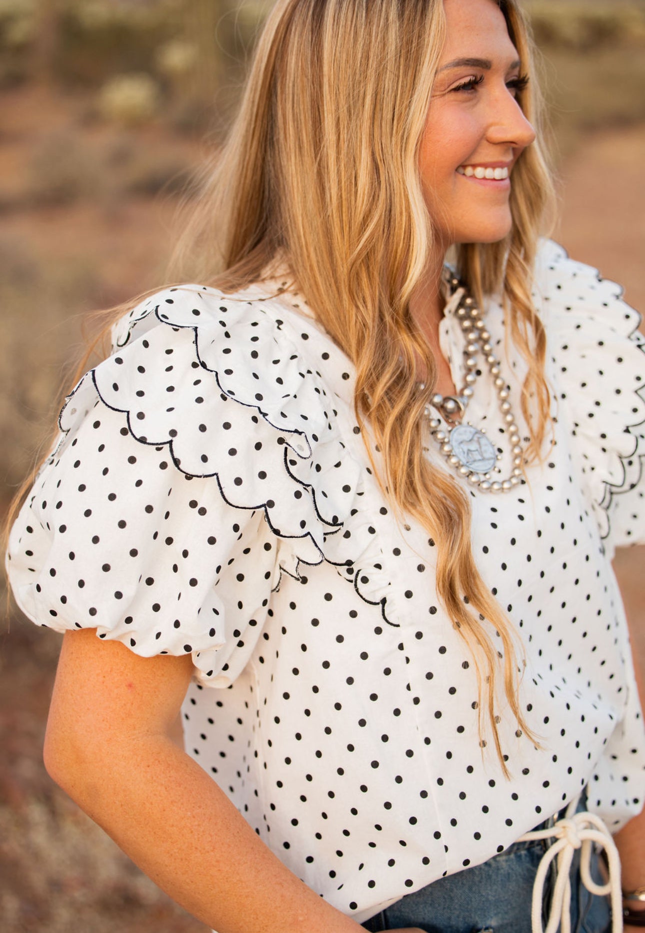 White & Black Polka Dot Blouse