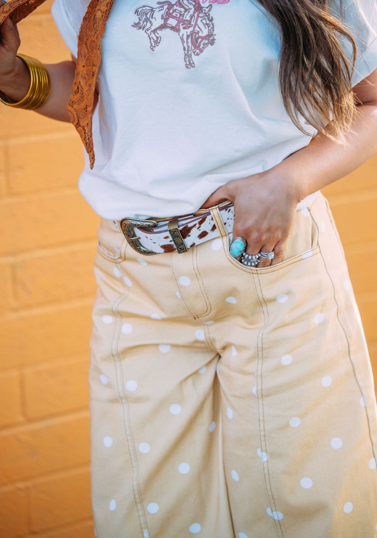 Yellow Polka Dot Barrel Jean