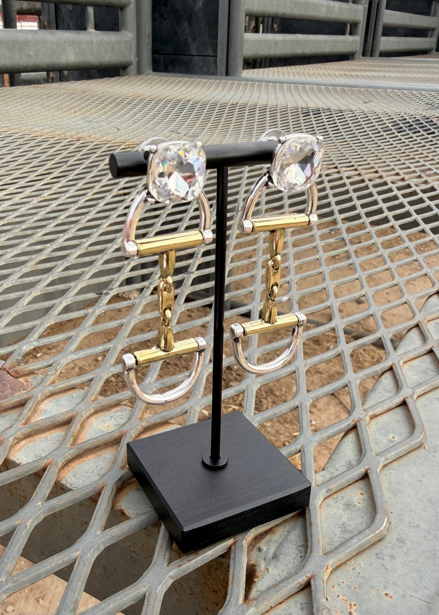 Large Rhinestone Bit Earrings