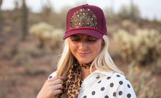 Maroon Feather Hat