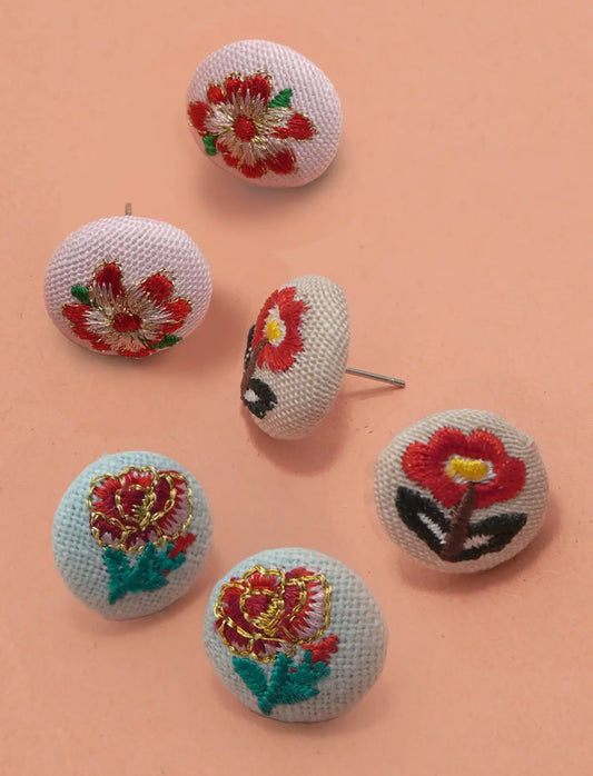 Embroidered Floral Studs