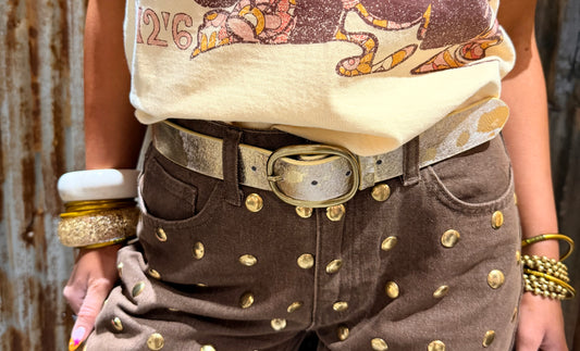 Gold Cow Hide Leather Belt