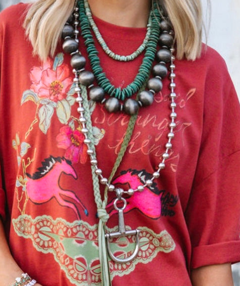 Silver Ball Horse Bit Necklace