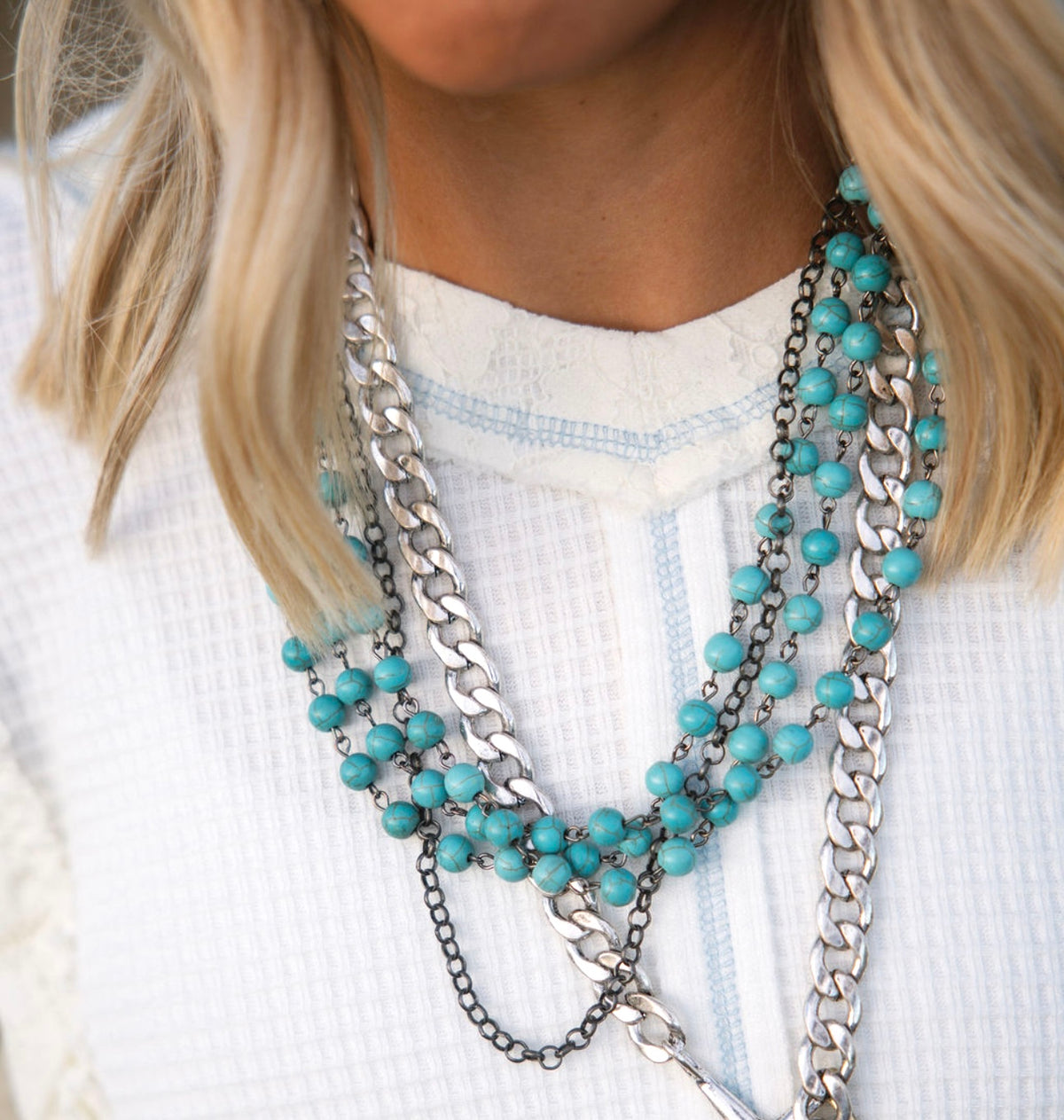 3 Layered Turquoise Necklace